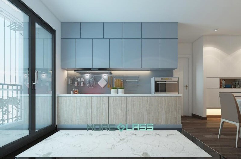 Thiết kế nội thất phòng bếp mang phong cách trẻ trung cho phòng bếp chung cư nhỏ. Nội thất phòng bếp căn hộ hiện đại